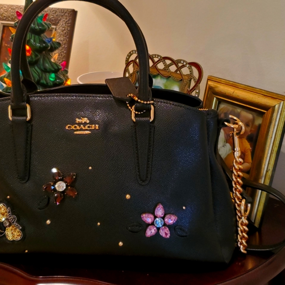Coach bag with gem flowers